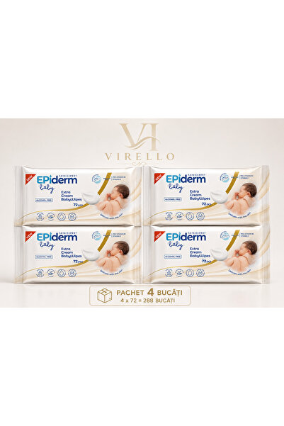 Epidermis Set 4 Pachete Șervețele Umede pentru Bebeluși Epiderm Baby Extra Cr...