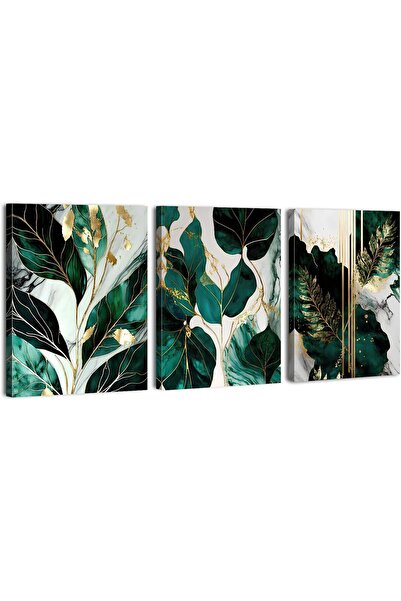 ALAYRA International Signtouch Canva Green Botanical Gold Leaf Wrap Framed Wa...