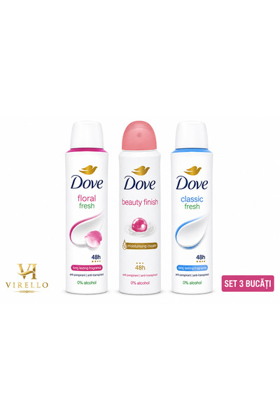 Dove Set 3 x Deodorant Spray Dove, 150 ml, Floral Fresh + Beauty Finish + Cla...