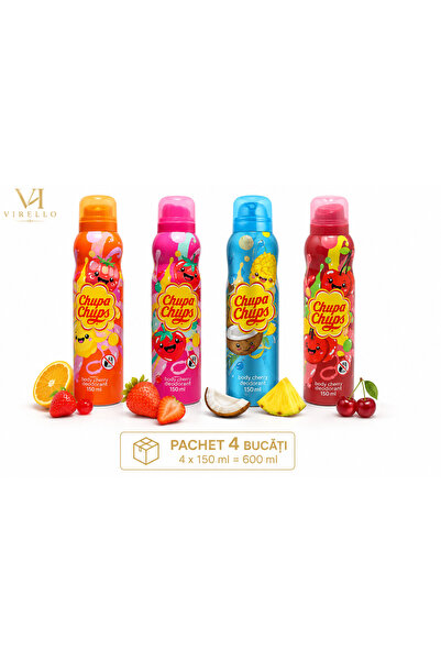 Chupa Chups Set 4 Deodorante Spray Chupa Chups, 4 Arome, 150 ml/buc – 600 ml