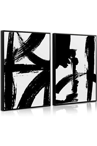 ALAYRA International Signtouch Black White Abstract Line Wall Art 2-Piece Out...
