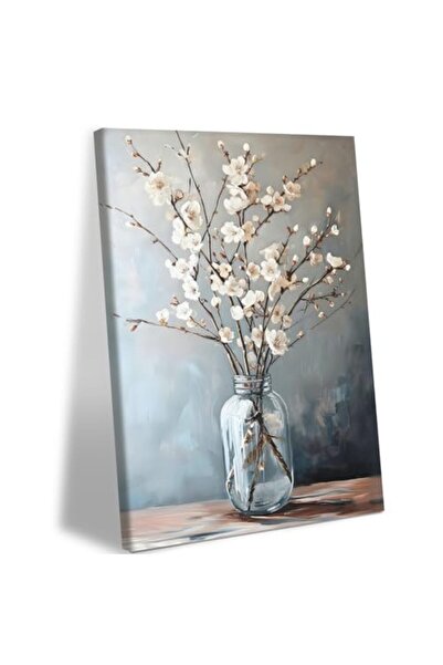 ALAYRA International Signtouch Neutral Vase Floral Wrap Framed Canvas Wall Ar...