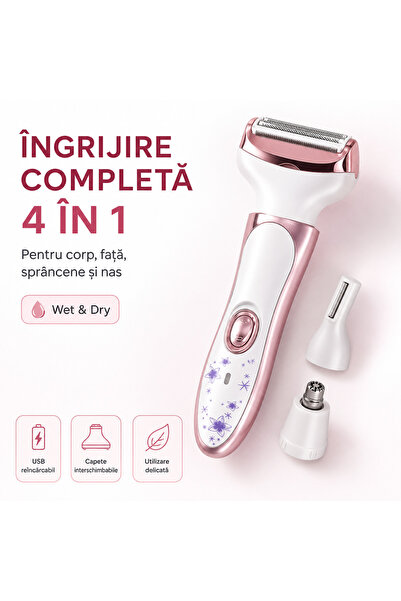 iTin Epilator 4 in 1 multifunctional, aparat de ras si trimmer corp, fata, sp...