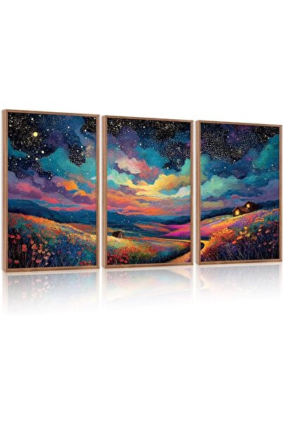 ALAYRA International Signtouch Midnight Starry Night Scene Wall Art 3-Piece W...