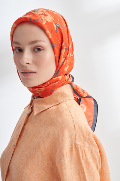 ARMANDA Garden Melody Desen the Tencel Edit Scarf - Orange