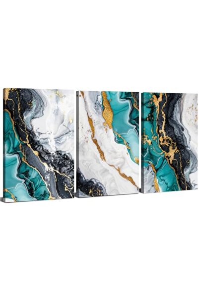 ALAYRA International ALAYRA Canva Teal Gold Wine Tableware Wrap Framed Wall A...