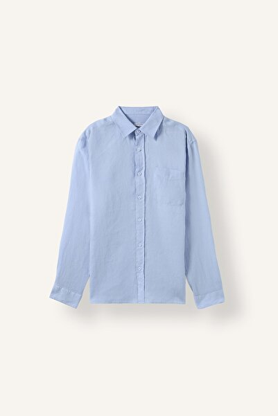 DeFacto 100% Linen Regular Fit Long Sleeve Single Pocket Shirt I7992Ax26Sm