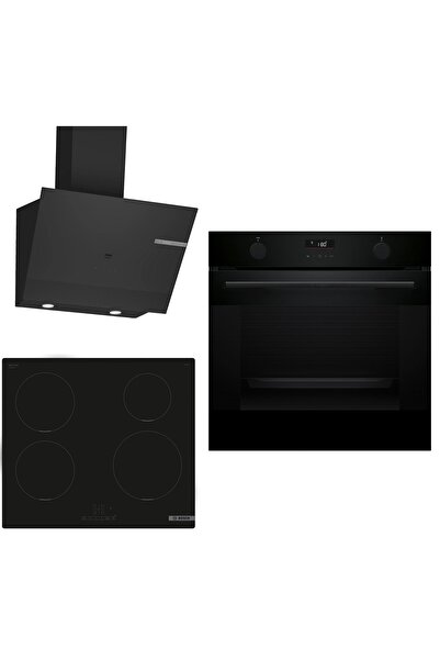 Bosch indüksiyon Ocaklı Siyah 3 lü Ankastre Set 643 ( HUA736EA0T - PUE611BB5E...