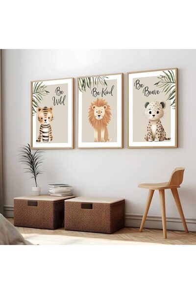 ALAYRA International ALAYRA Safari Animals Kids Classroom Wall Art 3-Piece Ou...
