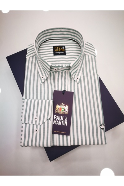 Paul Martin Canadian Striped Oxford 100% Cotton Fabric Men's Shirt