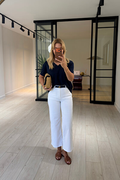Sezgi Tekin Premium Σειρά Crop Leg Lycra Ecru Jean
