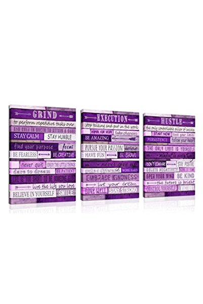 ALAYRA International Signtouch Inspirational Purple Women Framed Wall Art 3-P...