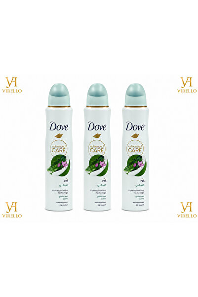 Dove Set 3x Advanced Care Go Fresh – Deodorant Spray Femei, Ceai Verde, Prote...