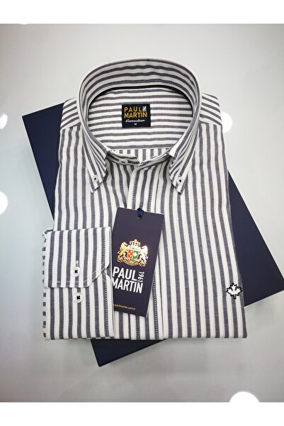 Paul Martin Canadian Striped Oxford 100% Cotton Fabric Men's Shirt