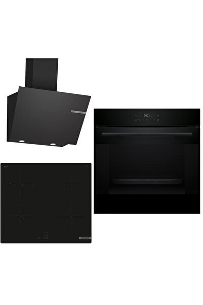 Bosch indüksiyon Ocaklı Siyah 3 lü Ankastre Set 648 ( HJG852YB0T - PUG61KAA5E...