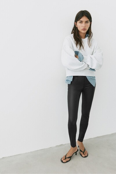 Pull & Bear Suni deri görünümlü skinny pantolon