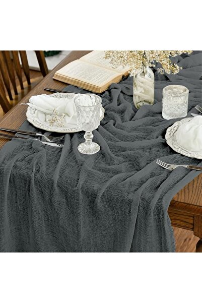 GENERAL Artoide Mod Red Gauze Fabric Table Runner Boho Style Wedding Party Ta...