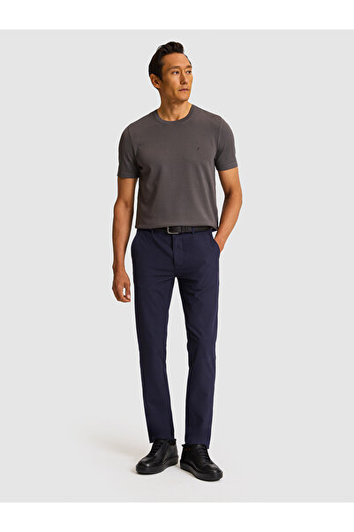 Cacharel Navy Blue Slim Fit Canvas Trousers 50324269-Vr033