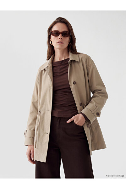 LC Waikiki Trench de damă cu guler tip cămașă și talie legată