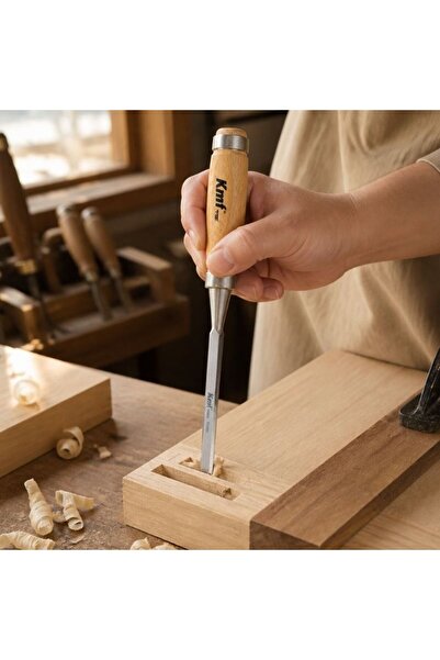 KMT Tools Wood chisel with wooden handle, total length 245 mm, blade width 8 ...