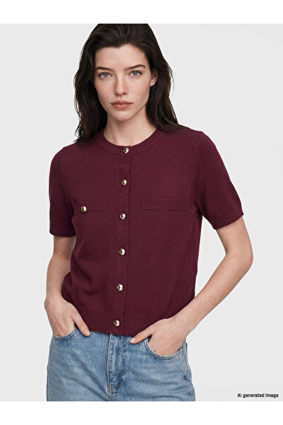LC Waikiki Cardigan tricotat de damă cu guler rotund și mânecă scurtă