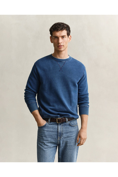 Gant Erkek Mavi Bisiklet Yaka Sweatshirt