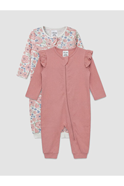 LC Waikiki Crew Neck Printed Baby Girls' Jumpsuit 2 Pack