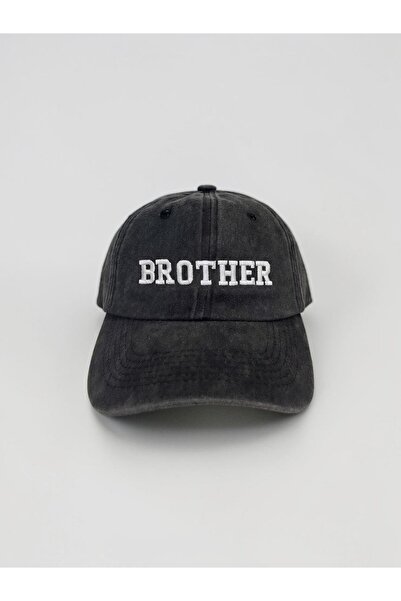 ŞapkaMania Black Brother Washed Vintage Baseball Cap Hat