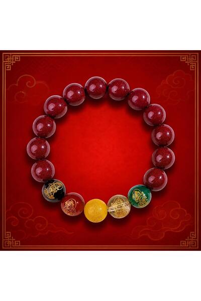 Generic Brand Five‑Wealth‑Gods Engraved Beaded Bracelet, Traditional Chinese ...