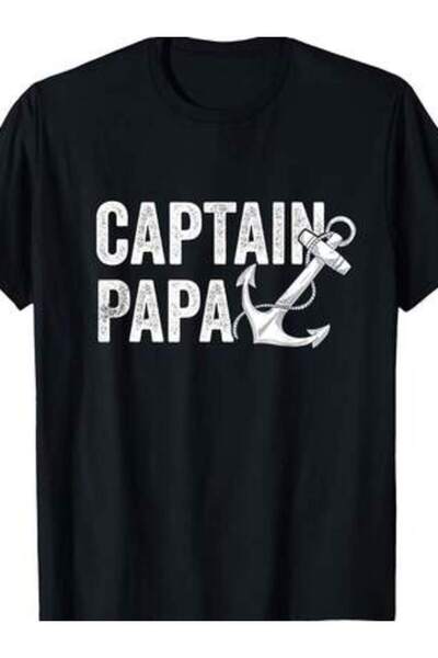 26LIK Captain Papa Pontoon Gift Lake Sailor Fishing Boating T-Shirt