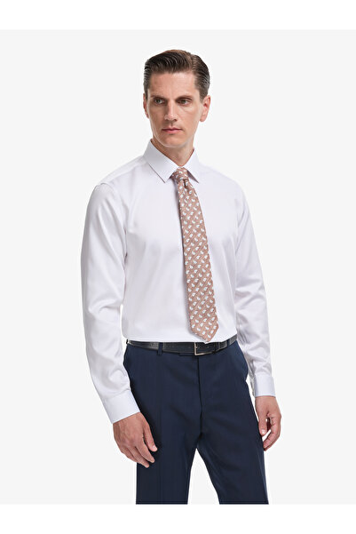 Cacharel White Slim Fit Long Sleeve Basic Shirt 50322657-Vr013