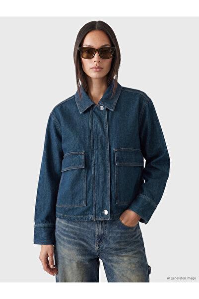 LC Waikiki Shirt Collar Women's Jean Jacket