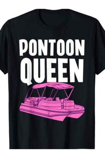 2BIR Best Queen Art For Women Girls Pontoon Boat Captain T-Shirt