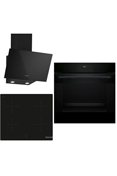 Bosch indüksiyon Ocaklı Siyah 3 lü Ankastre Set 647 ( HJG852YB0T - PUG61KAA5E...