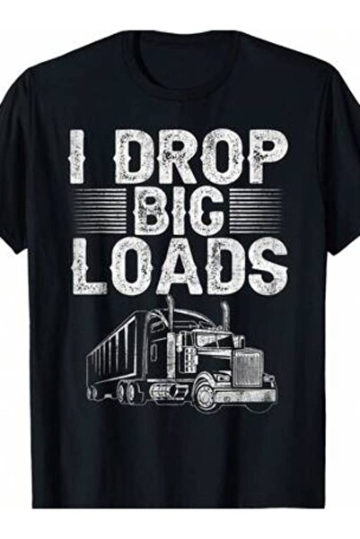 k222 تي شيرت I Drop Big Loads Trucker المضحك لمحبي سائقي الشاحنات نصف المقطورة