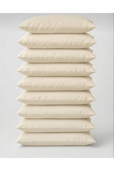 GOOD MORNİNG PAMUKKALE Cotton 50X70 Cream Light Beige Pillowcase Inner Lining, Zippered 10-Piece Pillow Mattress Cover