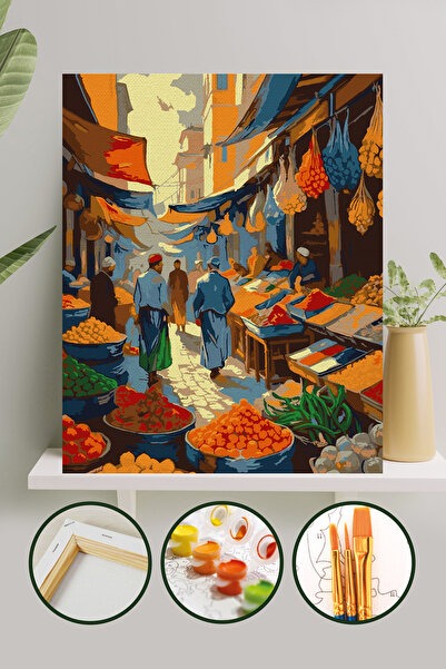 Palmiye Hobi & Sanat Sayılarla Boyama 40x50 Cm Tuval Seti Fırça Boya Dahil Çı...