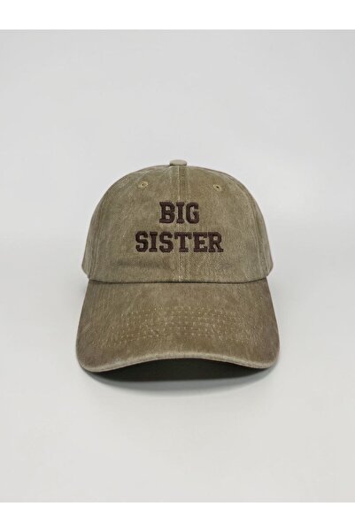 ŞapkaMania Beige Big Sister Washable Vintage Vintage Baseball Cap Hat