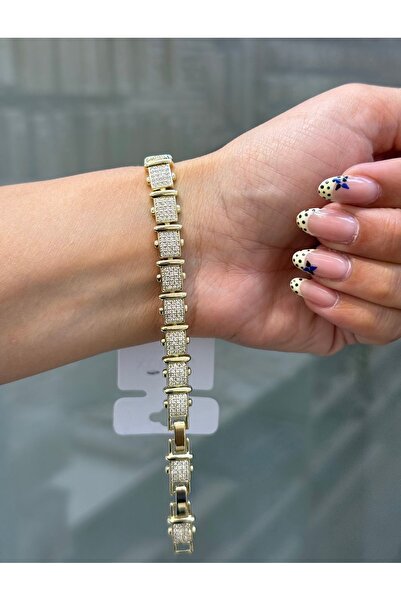 XUPING JEWELRY 14K RENGİ ZİRKON TAŞLI OK ŞERİT MODEL ÇELİK BİLEKLİK 17+1.5CM