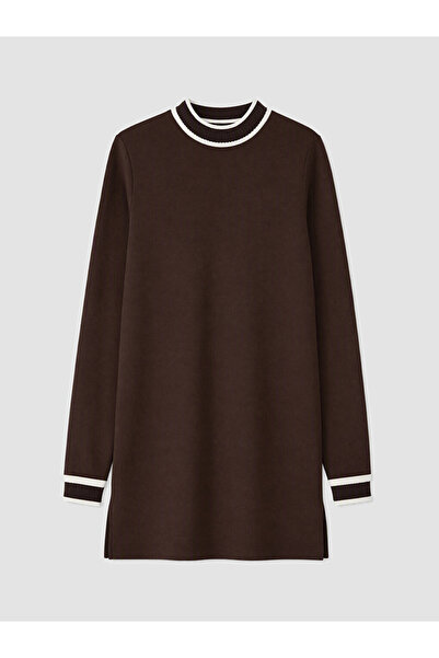 LC Waikiki Brown Stripe Detailed Soft Touch Women's Sweatshirt Tunic