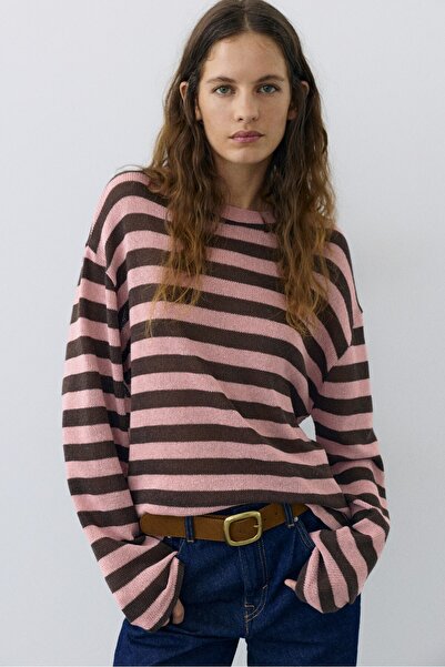 Pull & Bear Çizgili triko tişört