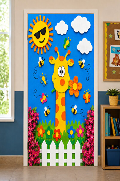 PROMISEBACKDROP2 190x75cm Lastikli okul sınıfları kapı giydirme, Sevimli Züra...
