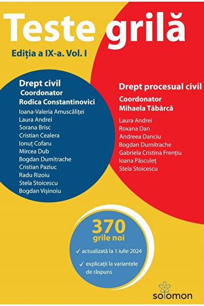 Solomon Teste grila Vol.1 Ed.9 - Rodica Constantinovici, Mihaela Tabarca