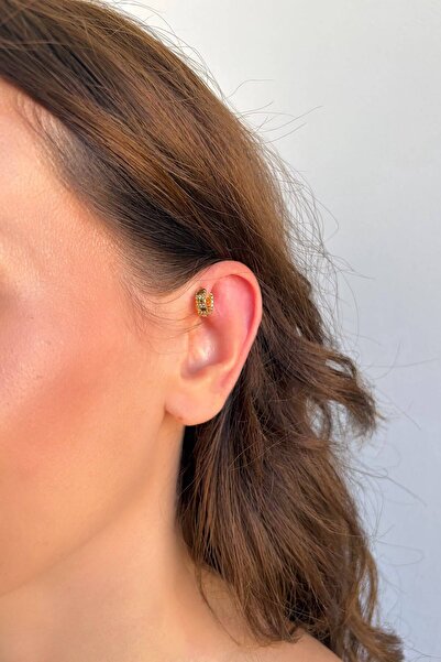 Bijou Luz Gold Şerit Zirkon Taşlı Halka Piercing