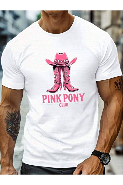 k222 Men'S Short-Sleeve T-Shirt, Printed Pink PONY CLUB Pattern, Paired With ...