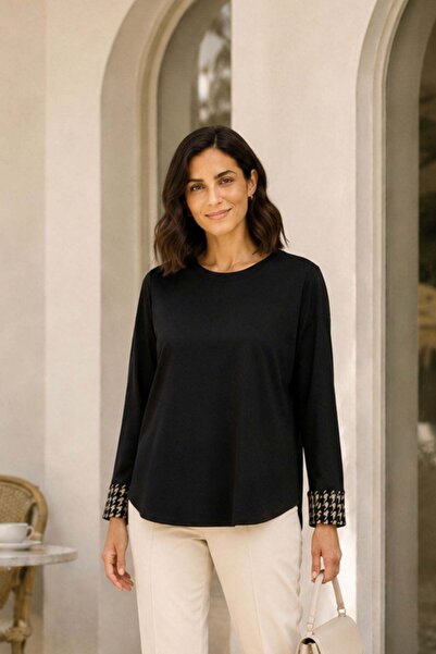 Mossta Goose Feet Cuff Detailed Modal Blouse