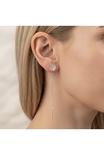PIETRICELE 925 Silver Rose Earrings on Wire