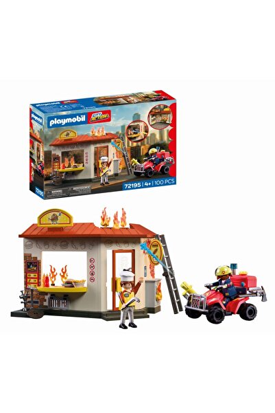 Playmobil Jucarie de rol ATV de pompieri si fast food