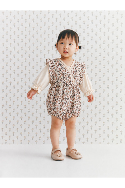 Tifina Kids Baby Girl Floral Patterned Collar Embroidered Jumpsuit Thin Long ...