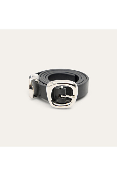 Mudo Women's Black Square Buckle Belt